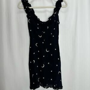 Reformation celestial mini dress sleeveless size 0 gothic moon stars